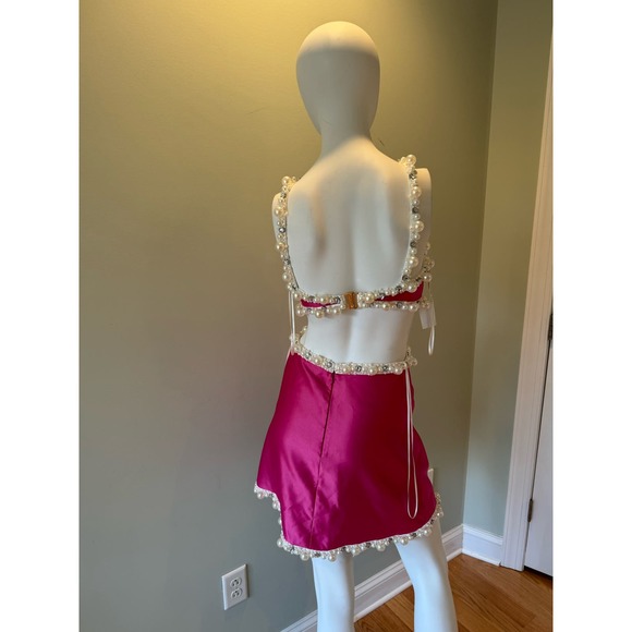PatBO Hand-Beaded Satin Minidress - Picture 3 of 7